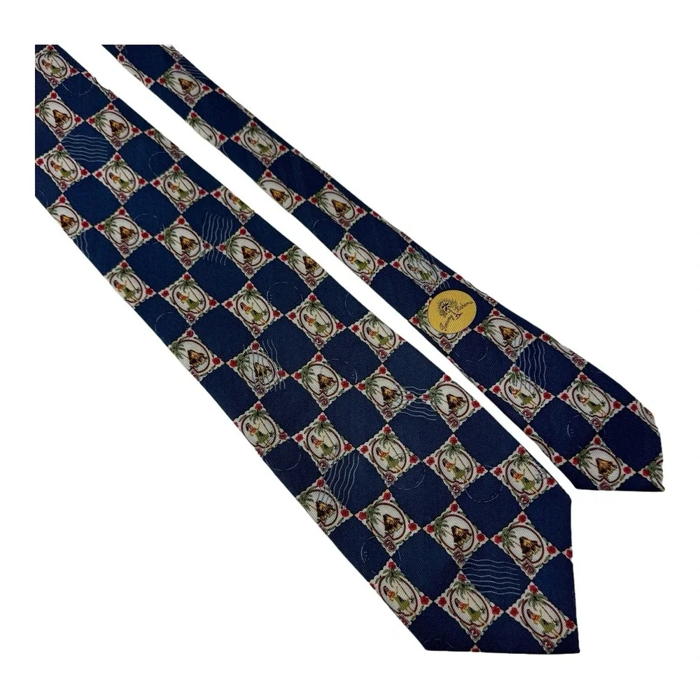 Tommy Bahama Blue Volcano Luau Hawaiian Silk Neck Tie Mens Size 4